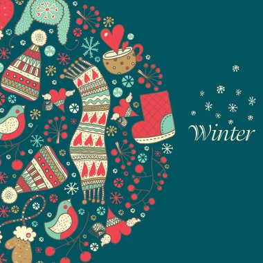 Hand drawn winter postcard