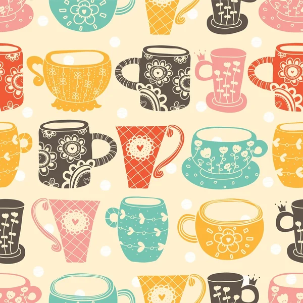 Vintage tea porcelain seamless pattern — ストックベクタ