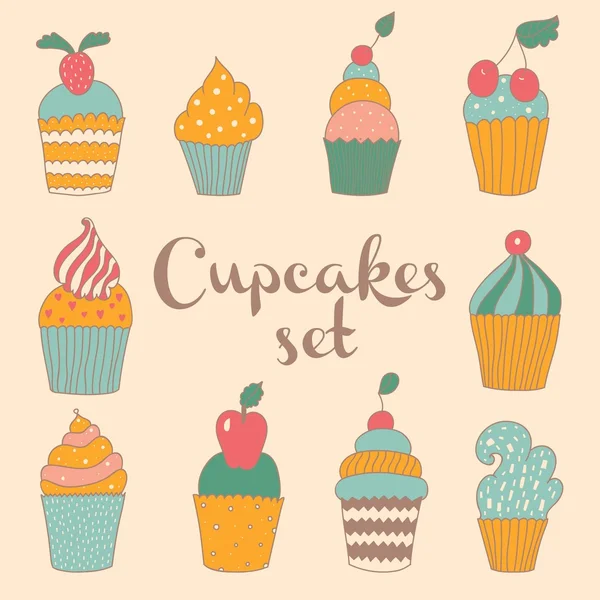 Σύνολο cupcakes και muffins. — Διανυσματικό Αρχείο