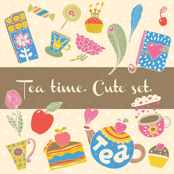 Set de hora del té — Archivo Imágenes Vectoriales