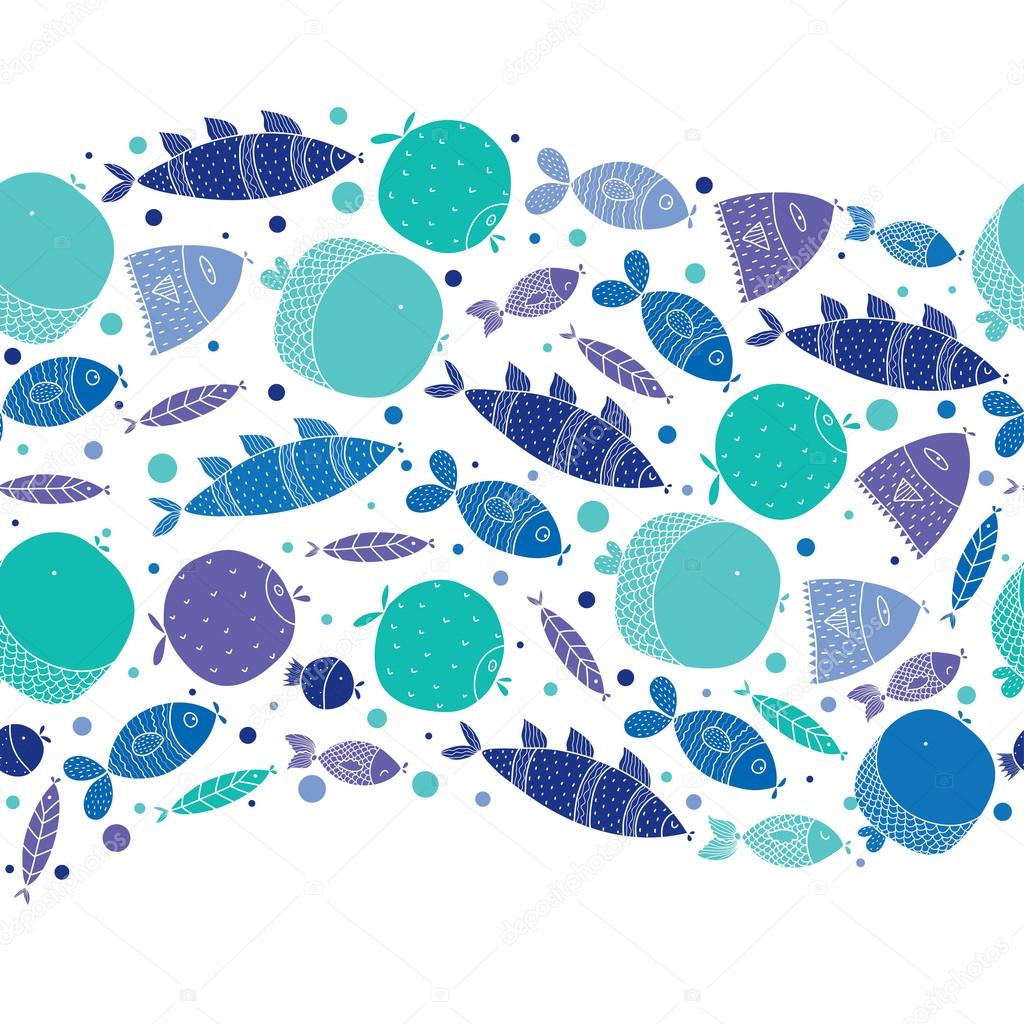 Blue fish  seamless pattern