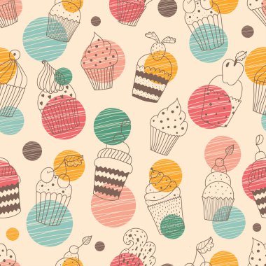 sevimli kekler seamless modeli.