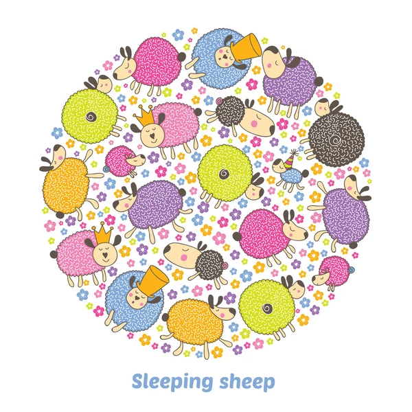 Belles moutons endormis . — Image vectorielle