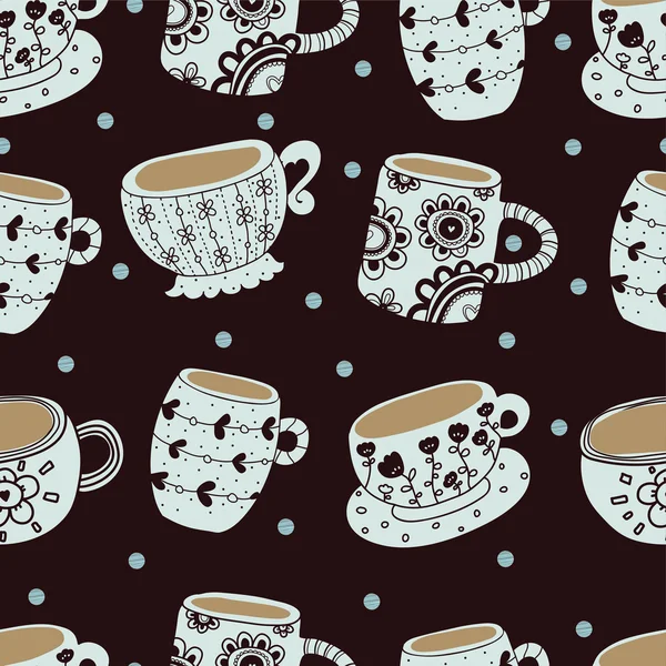 Tasses en porcelaine de café vintage — Image vectorielle