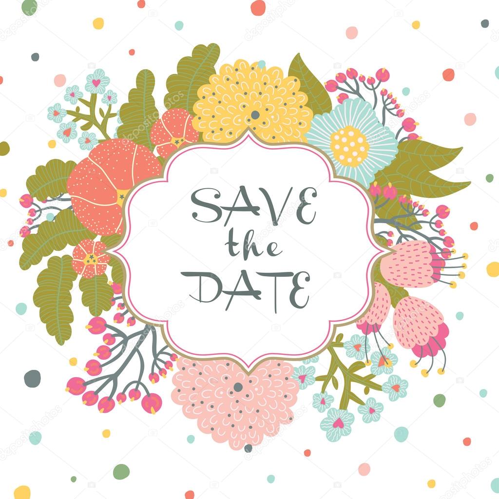 flowers postcard - Save the date