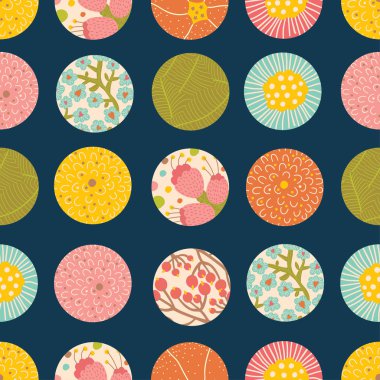 Çiçekler polka dot seamless modeli