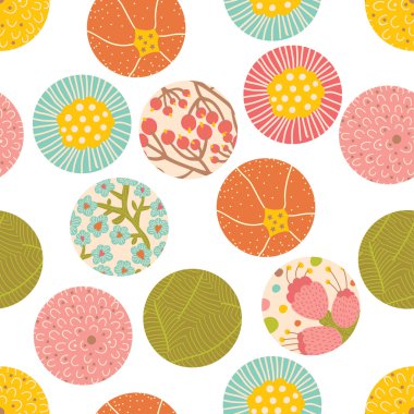 Çiçekler polka dot seamless modeli