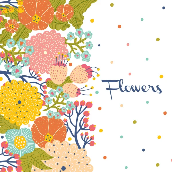 Bunte Blumen Postkarte — Stockvektor