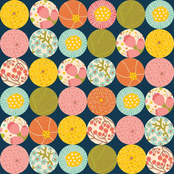 Flowers polka dot seamless pattern — Stock Vector