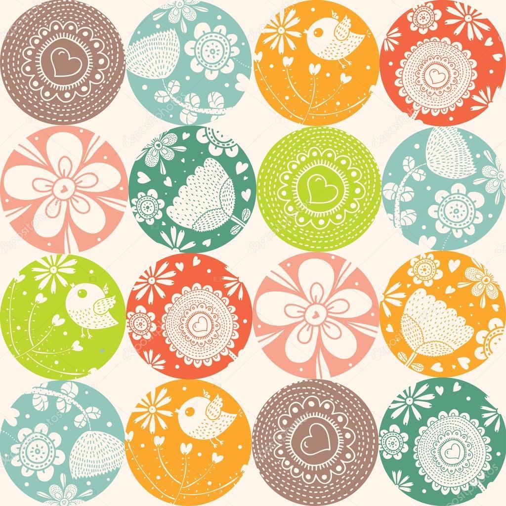 Spring motifs seamless pattern