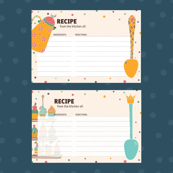 Tarjetas de receta retro — Archivo Imágenes Vectoriales