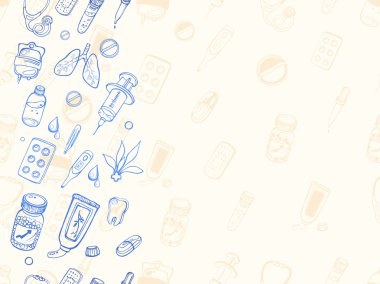 Tıbbi seamless modeli nesnelerini tek renkli mavi renk ile 