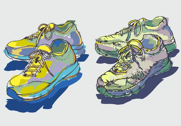 Chaussures de formation neuves et anciennes — Image vectorielle