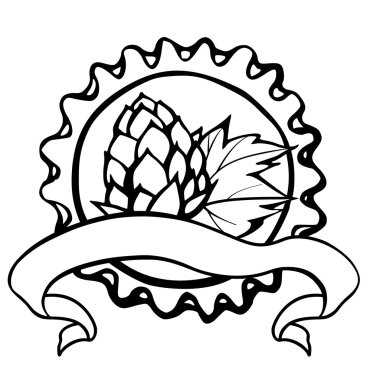 Yuvarlak indirim etiketi ile metal şişe kapağı ve şerbetçiotu