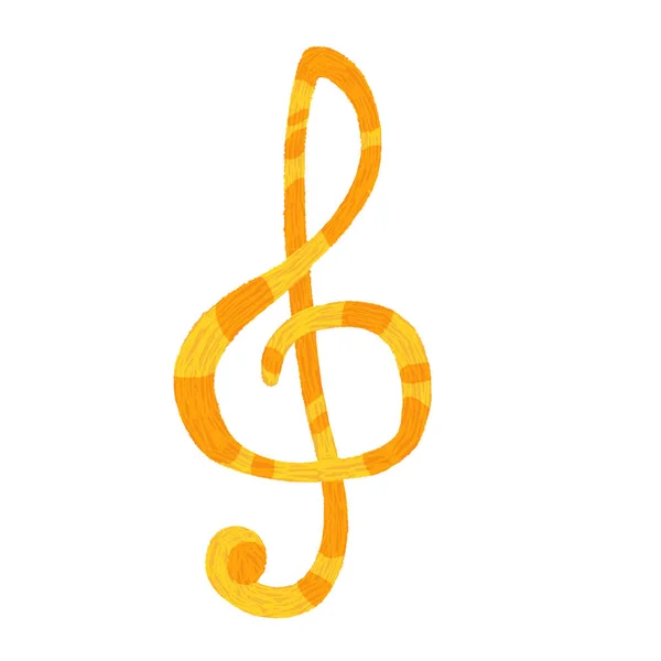 Bright cheerful shiny golden musical treble clef. — Stock Photo, Image