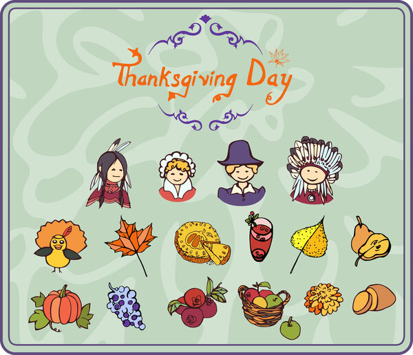 Thanksgiving simple Color Icons