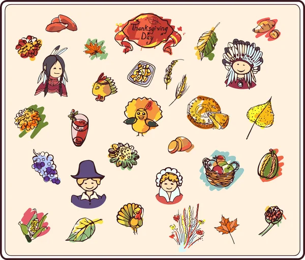Şükran günü Renk eskiz tarzı