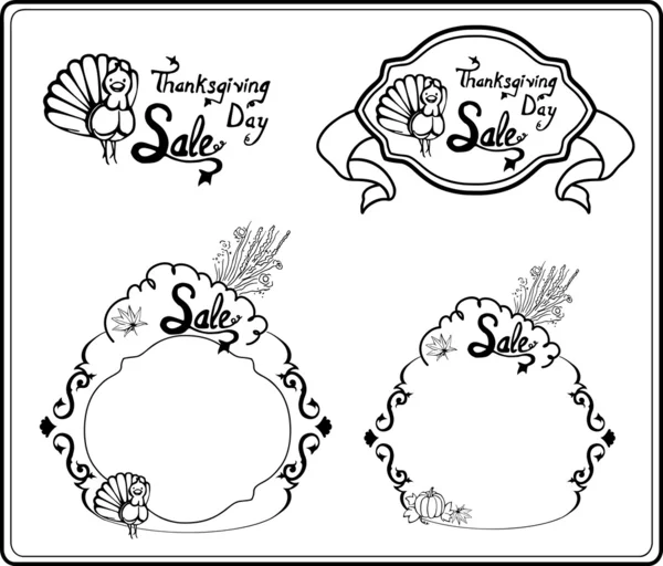 Quadros e cabeçalhos no Dia de Ação de Graças —  Vetores de Stock