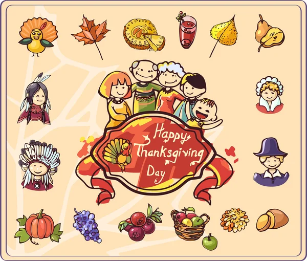 Şükran günü Set renkli resimler