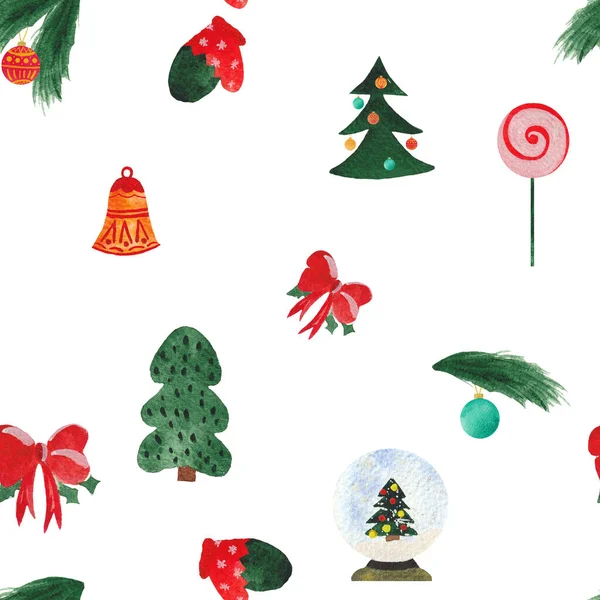 Seamless pattern christmas elements on white background — Stock Photo, Image