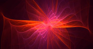 Soyut kırmızı fraktal ışık arkaplanı 3 boyutlu oluşturuluyor
