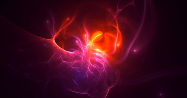 Soyut kırmızı fraktal ışık arkaplanı 3 boyutlu oluşturuluyor