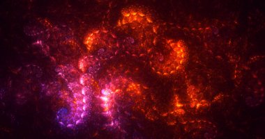 Soyut kırmızı fraktal ışık arkaplanı 3 boyutlu oluşturuluyor