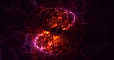 Soyut kırmızı fraktal ışık arkaplanı 3 boyutlu oluşturuluyor