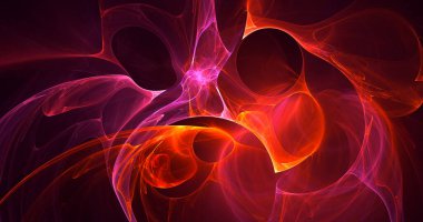 Soyut kırmızı fraktal ışık arkaplanı 3 boyutlu oluşturuluyor