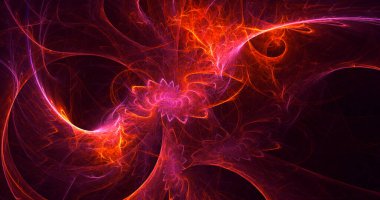 Soyut kırmızı fraktal ışık arkaplanı 3 boyutlu oluşturuluyor