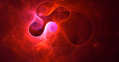 Soyut kırmızı fraktal ışık arkaplanı 3 boyutlu oluşturuluyor