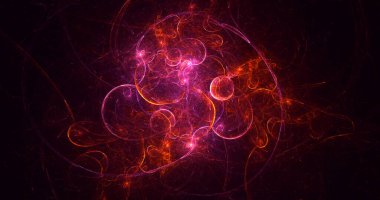 Soyut kırmızı fraktal ışık arkaplanı 3 boyutlu oluşturuluyor