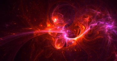 Soyut kırmızı fraktal ışık arkaplanı 3 boyutlu oluşturuluyor