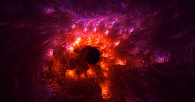 Soyut kırmızı fraktal ışık arkaplanı 3 boyutlu oluşturuluyor