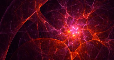 Soyut kırmızı fraktal ışık arkaplanı 3 boyutlu oluşturuluyor