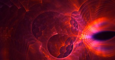 Soyut kırmızı fraktal ışık arkaplanı 3 boyutlu oluşturuluyor