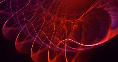 Soyut kırmızı fraktal ışık arkaplanı 3 boyutlu oluşturuluyor