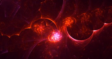 Soyut kırmızı fraktal ışık arkaplanı 3 boyutlu oluşturuluyor