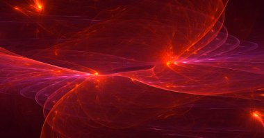 Soyut kırmızı fraktal ışık arkaplanı 3 boyutlu oluşturuluyor