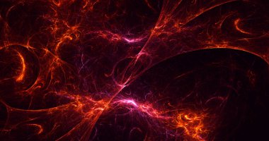 Soyut kırmızı fraktal ışık arkaplanı 3 boyutlu oluşturuluyor
