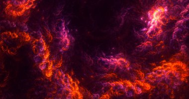 Soyut kırmızı fraktal ışık arkaplanı 3 boyutlu oluşturuluyor