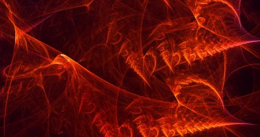 Soyut kırmızı fraktal ışık arkaplanı 3 boyutlu oluşturuluyor