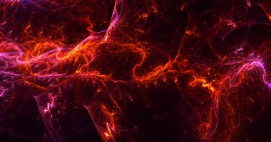 Soyut kırmızı fraktal ışık arkaplanı 3 boyutlu oluşturuluyor