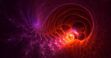 Soyut kırmızı fraktal ışık arkaplanı 3 boyutlu oluşturuluyor