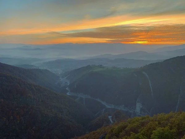 Fotografia Paisagem Vista Montanha Com Pôr Sol Cênico — Fotografia de Stock