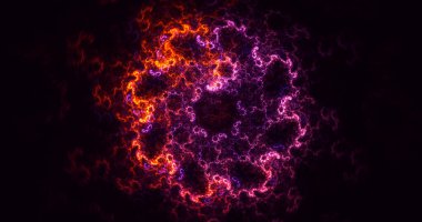 Parlak merkezli, soyut, çok renkli fraktal ışık arkaplanı oluşturuluyor
