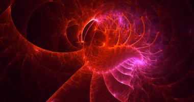 Soyut kırmızı fraktal ışık arkaplanı 3 boyutlu oluşturuluyor