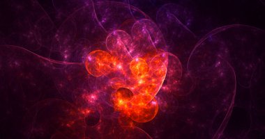 Soyut kırmızı fraktal ışık arkaplanı 3 boyutlu oluşturuluyor