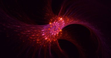 Soyut kırmızı fraktal ışık arkaplanı 3 boyutlu oluşturuluyor