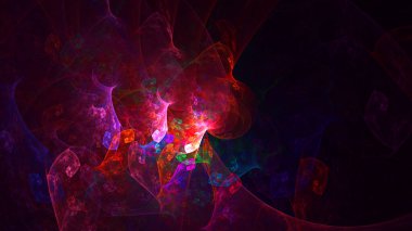 Soyut çok renkli fraktal ışık arkaplanı 3B görüntüleme